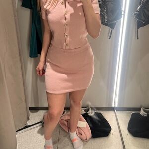 Zara pink knit skirt